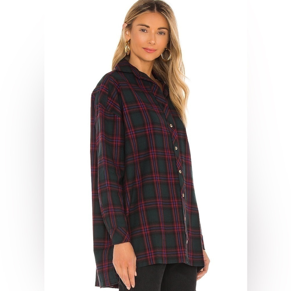Revolve Lovers And Friends Gela Oversized Top Shirt In Green Plaid Size S - Picture 6 of 13